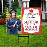 Personalized Graduation Yard Sign 2025 with Photo - Grad Sign, Class of 2025, Custom Graduation 2025 Yard Sign with Metal H-Stake