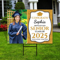 Personalized Graduation Yard Sign 2025 with Photo - Grad Sign, Class of 2025, Custom Graduation 2025 Yard Sign with Metal H-Stake