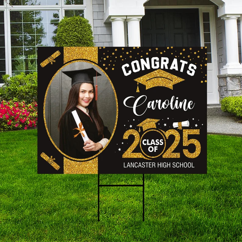 Personalized Graduation Yard Sign 2025 with Photo