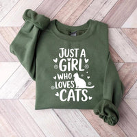 Just A Girl Who Loves Cats Sweatshirt, Cat Lover Sweatshirt