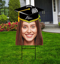 Custom Graduation Face Yard Sign 2025 - Class of 2025, Graduation Hat