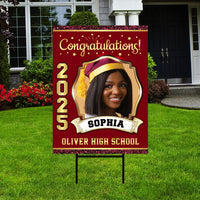 Personalized Graduation Yard Sign 2025 with Photo - Grad Sign, Class of 2025, Custom Graduation 2025 Yard Sign with Metal H-Stake