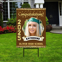 Personalized Graduation Yard Sign 2025 with Photo - Grad Sign, Class of 2025, Custom Graduation 2025 Yard Sign with Metal H-Stake