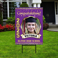 Personalized Graduation Yard Sign 2025 with Photo - Grad Sign, Class of 2025, Custom Graduation 2025 Yard Sign with Metal H-Stake