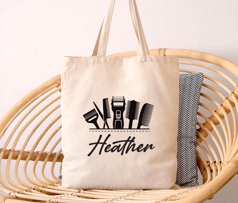 Personalized Name Hairdresser Tote Bag, Custom Hair Stylist Tote Bag