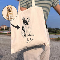 Personalized Pet Photo Tote Bag, Custom Dog Mom Tote Bag