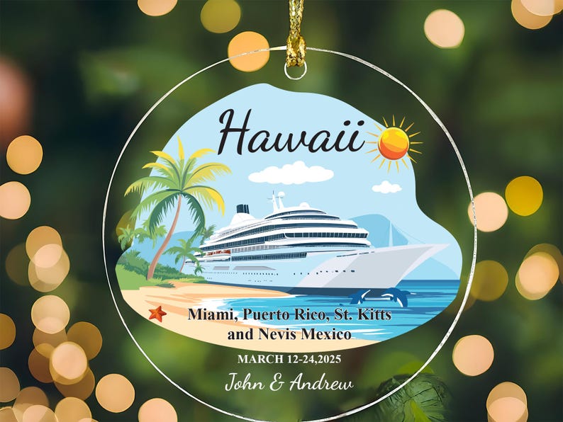 Custom Cruise Ship Ornament, Personalized Vacation Souvenir Acrylic Ornament