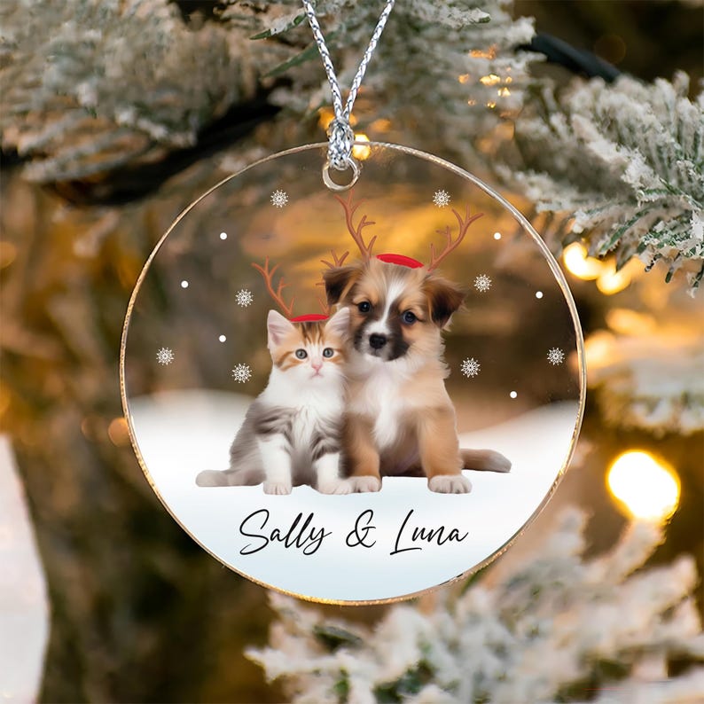 Personalized Pet Ornament, Custom Christmas Dog Acrylic Ornament