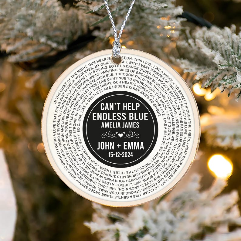 Custom Song Lyrics Ornament, Personalized Wedding Date Acrylic Ornament