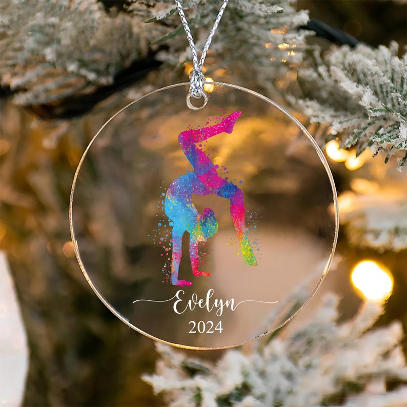 Personalized Gymnastics Ornament, Custom Gymnastics Acrylic Ornament