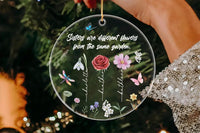 Sisters Are Different Flowers From The Same Garden Ornament, Custom Wildflowers Sister Acrylic Ornament