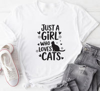 Just A Girl Who Loves Cats Short Sleeve T-Shirt, Cat Lover Shirt