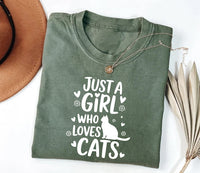 Just A Girl Who Loves Cats Short Sleeve T-Shirt, Cat Lover Shirt