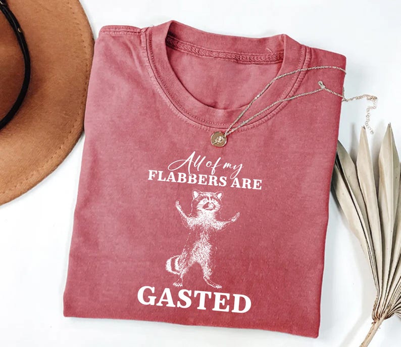 All of My Flabbers Are Gasted Short Sleeve T-Shirt, Funny Raccoon Shirt