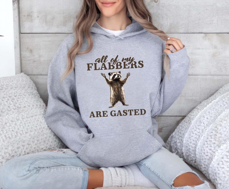 All of My Flabbers Are Gasted Hoodie, Funny Raccoon Hoodie