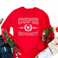 Cupid University Long Sleeve Shirt, Cute Valentine's Day Graphic Shirt