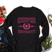 Cupid University Long Sleeve Shirt, Cute Valentine's Day Graphic Shirt