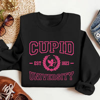 Cupid University Sweatshirt, Cute Valentine's Day Graphic Sweatshirt