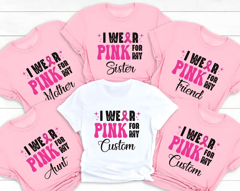 I Wear Pink for Custom Short Sleeve T-Shirt, Breast Cancer Support Shirt