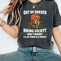 Out of Breath Hiking Society Short Sleeve T-Shirt, Funny Hiking T-Shirt