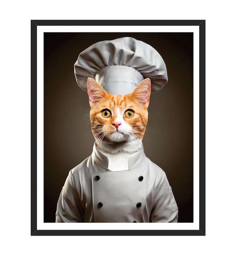 Personalized Chef Pet Portrait, Custom Dog or Cat Painting, Funny Cooking Gifts for Chefs