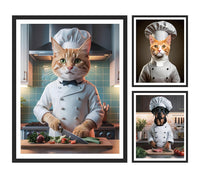 Personalized Chef Pet Portrait, Custom Dog or Cat Painting, Funny Cooking Gifts for Chefs