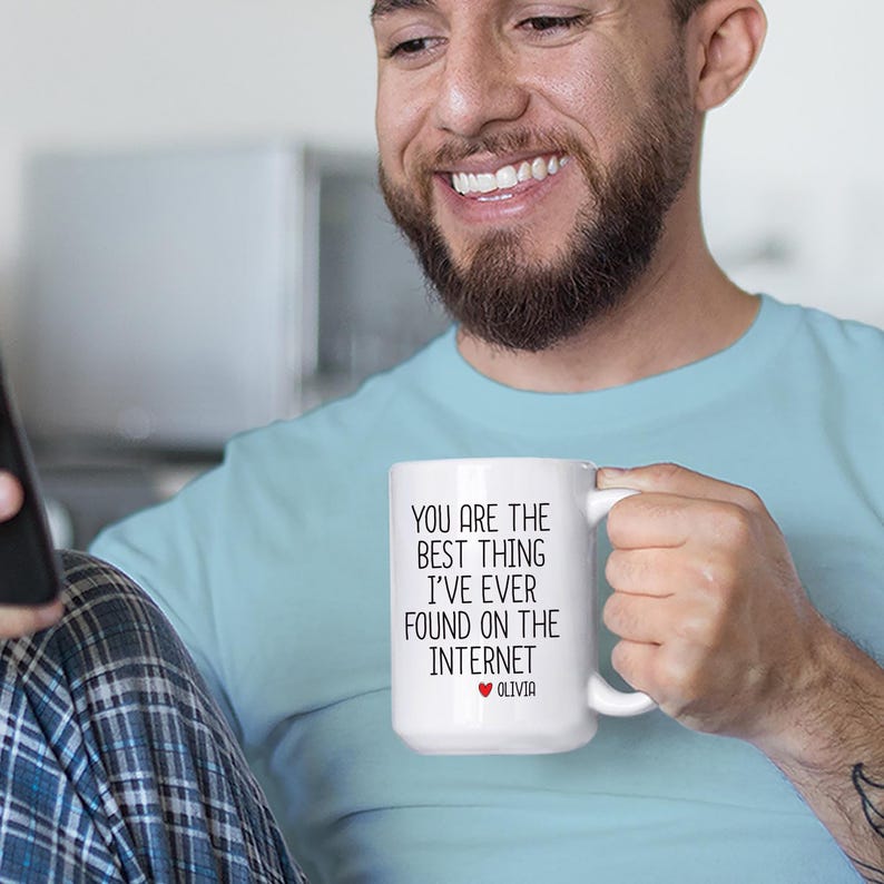 You’re the Best Thing I Found Online Mug, Funny Valentine’s Day Gift for Boyfriend or Husband