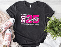 Custom Class of 2025 Senior Short Sleeve T-Shirt, Personalized Senior 2025 Shirt