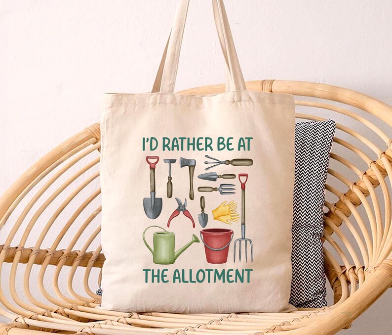 I'd Rather Be at the Allotment Tote Bag, Gardening Gift for Green-Fingered Grandma