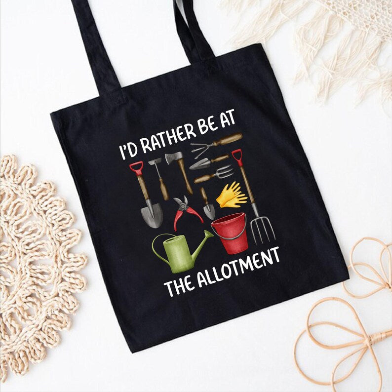 I'd Rather Be at the Allotment Tote Bag, Gardening Gift for Green-Fingered Grandma