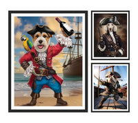 Custom Pirate Dog Portrait from Photo, Personalized Pet Painting Gift for Dog Dad, Mom, Funny Wall Art Canvas Decor, Printable Poster Print