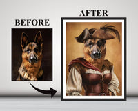 Custom Pirate Dog Portrait from Photo, Personalized Pet Painting Gift for Dog Dad, Mom, Funny Wall Art Canvas Decor, Printable Poster Print