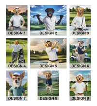 Personalized Golfer Dog Portrait, Custom Pet Wall Art, Funny Golf Gifts for Men, Unique Dog Dad Christmas Gift, Golfing Poster Home Decor