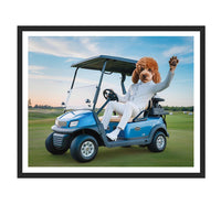 Personalized Golfer Dog Portrait, Custom Pet Wall Art, Funny Golf Gifts for Men, Unique Dog Dad Christmas Gift, Golfing Poster Home Decor