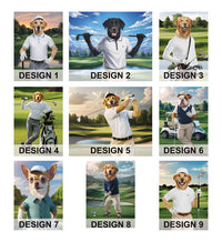 Personalized Golfer Dog Portrait, Custom Pet Wall Art, Funny Golf Gifts for Men, Unique Dog Dad Christmas Gift, Golfing Poster Home Decor