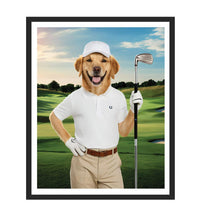 Personalized Golfer Dog Portrait, Custom Pet Wall Art, Funny Golf Gifts for Men