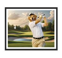 Personalized Golfer Dog Portrait, Custom Pet Wall Art, Funny Golf Gifts for Men