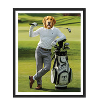 Personalized Golfer Dog Portrait, Custom Pet Wall Art, Funny Golf Gifts for Men