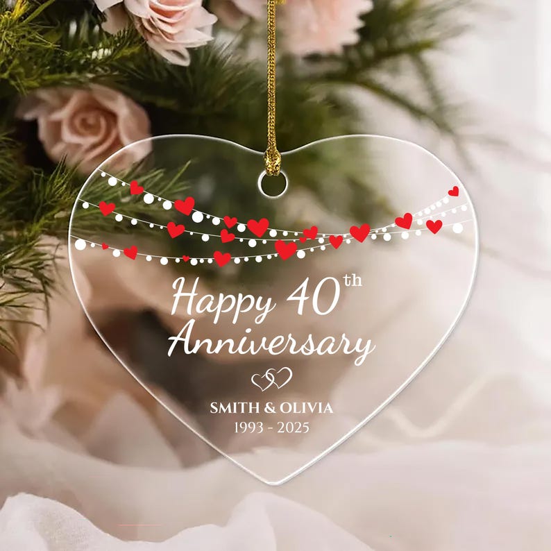 Wedding Anniversary Ornament, Personalized Wedding Acrylic Ornament