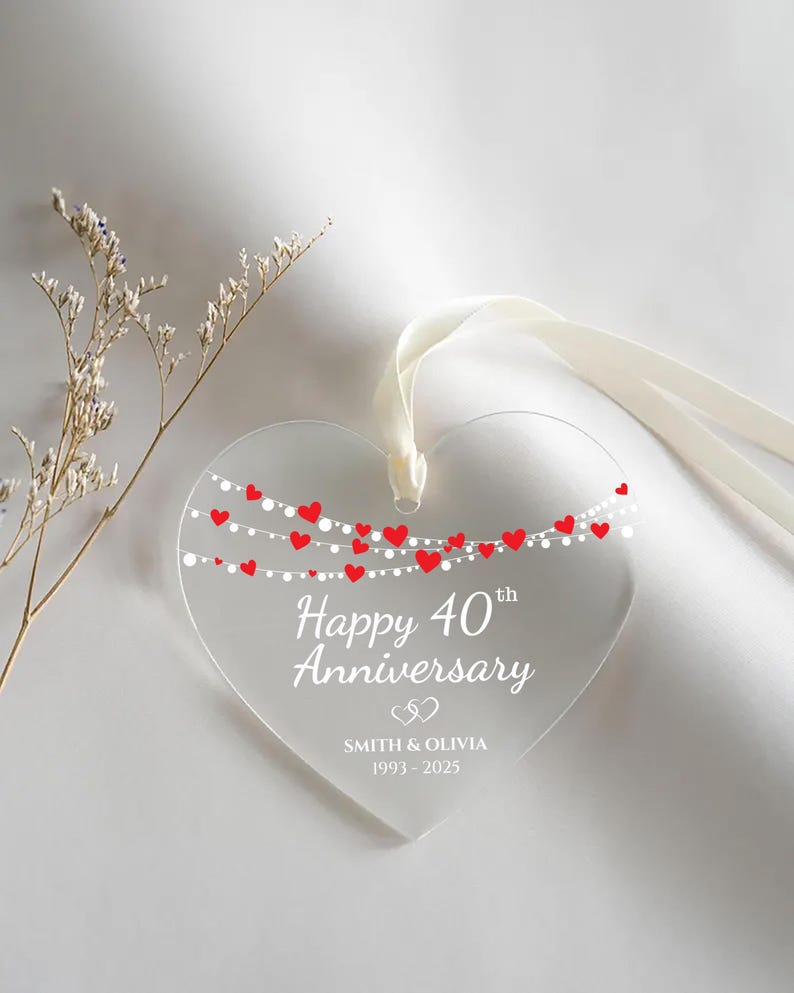 Wedding Anniversary Ornament, Personalized Wedding Acrylic Ornament