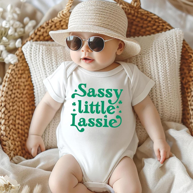 St. Patrick's Day Girls Shirt, Sassy Little Lassie Clothing