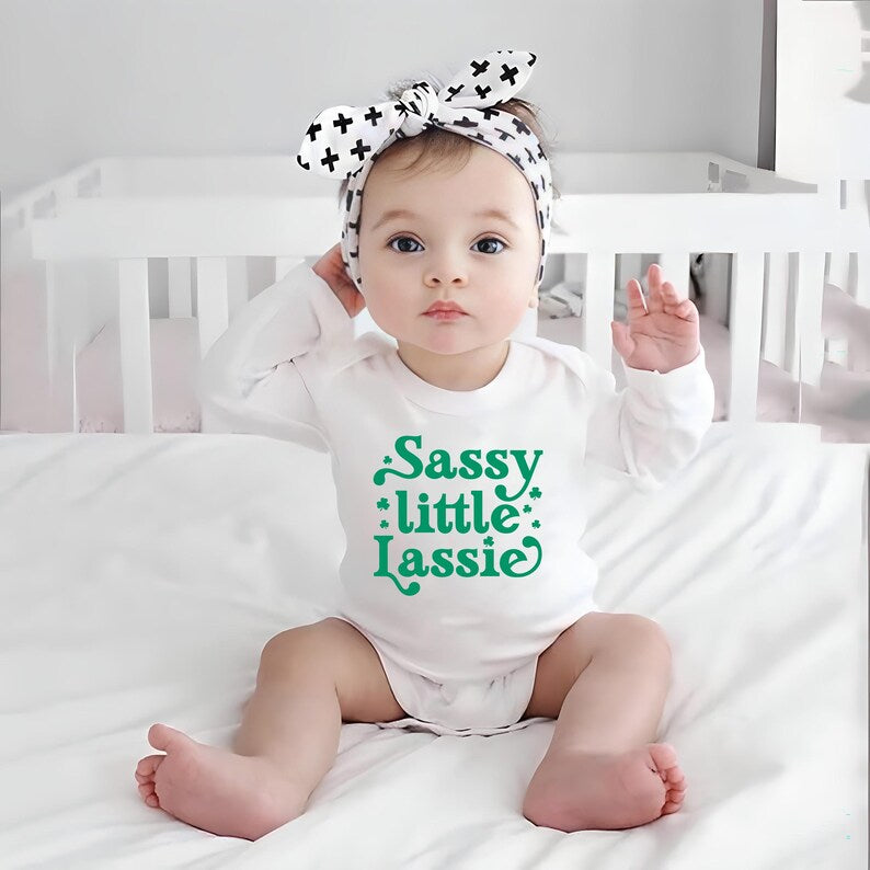 St. Patrick's Day Girls Shirt, Sassy Little Lassie Clothing