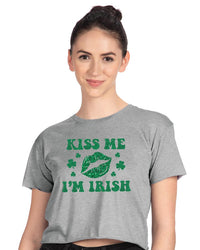 Kiss Me I'm Irish Crop Top for Women, St. Patrick's Day Crop Top, Lucky Cropped Tee Shirt