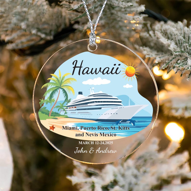 Custom Cruise Ship Ornament, Personalized Vacation Souvenir Acrylic Ornament