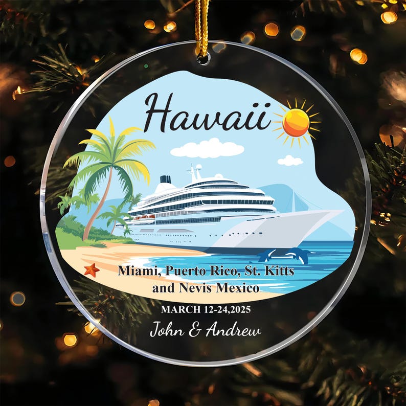 Custom Cruise Ship Ornament, Personalized Vacation Souvenir Acrylic Ornament