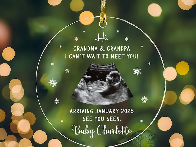 Personalized Ultrasound Ornament, Custom Ultrasound Photo Acrylic Ornament