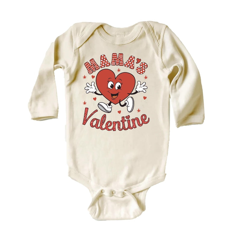 Mama's Valentine Baby Shirt, Retro Valentine Day Kids Outfit