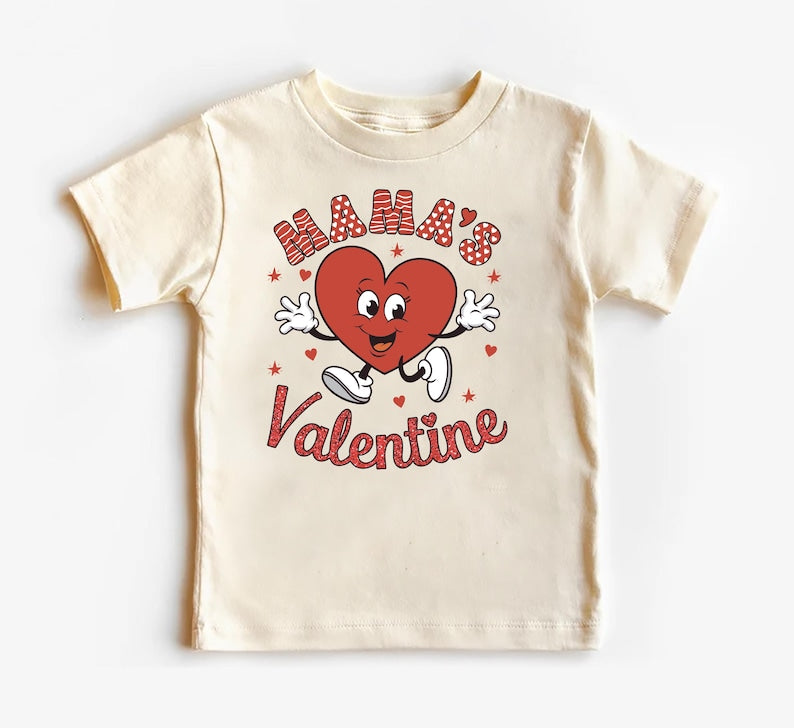 Mama's Valentine Baby Shirt, Retro Valentine Day Kids Outfit