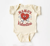 Mama's Valentine Baby Shirt, Retro Valentine Day Kids Outfit