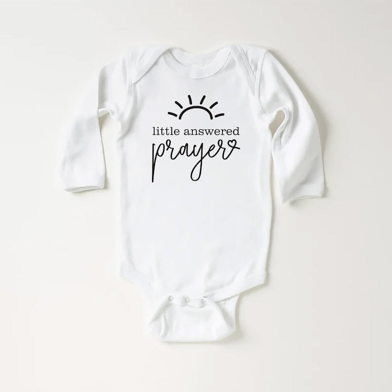 Little Answered Prayer Baby Shirt, Cute Religious Baby Outfit